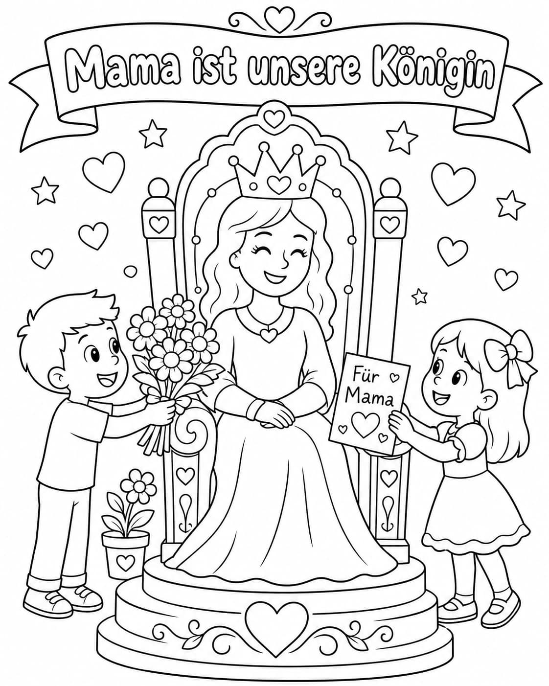 Muttertag Motiv 10 als kostenloses Ausmalbild für Kinder